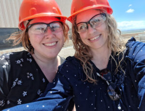 Selfie of Kat Webb and Sara Shaffer, from ASPIRE, on the roof of the IPP building.
