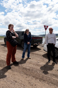 Kat Web and Sara Shaffer from ASPIRE and Travis Kyhl representing R6 at the Agri-Park Site Visit on May 7, 2025.