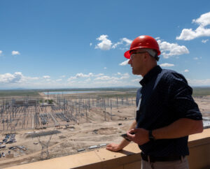 Looking at the power lines below the IPP building as a part of the R6 Listening Tour on May 6.