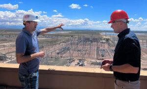 Looking at the power lines below the IPP building as a part of the R6 Listening Tour on May 6.