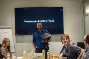 Justin Halversen leading a discussion about Stadler US.