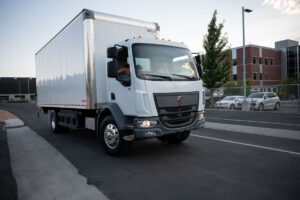 Guests ride in the fully electric Class 6 Box Truck.