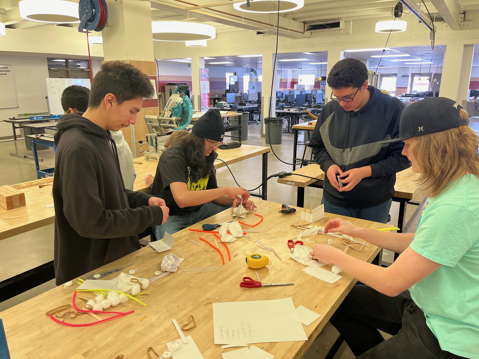 High school students working on a CED school project.