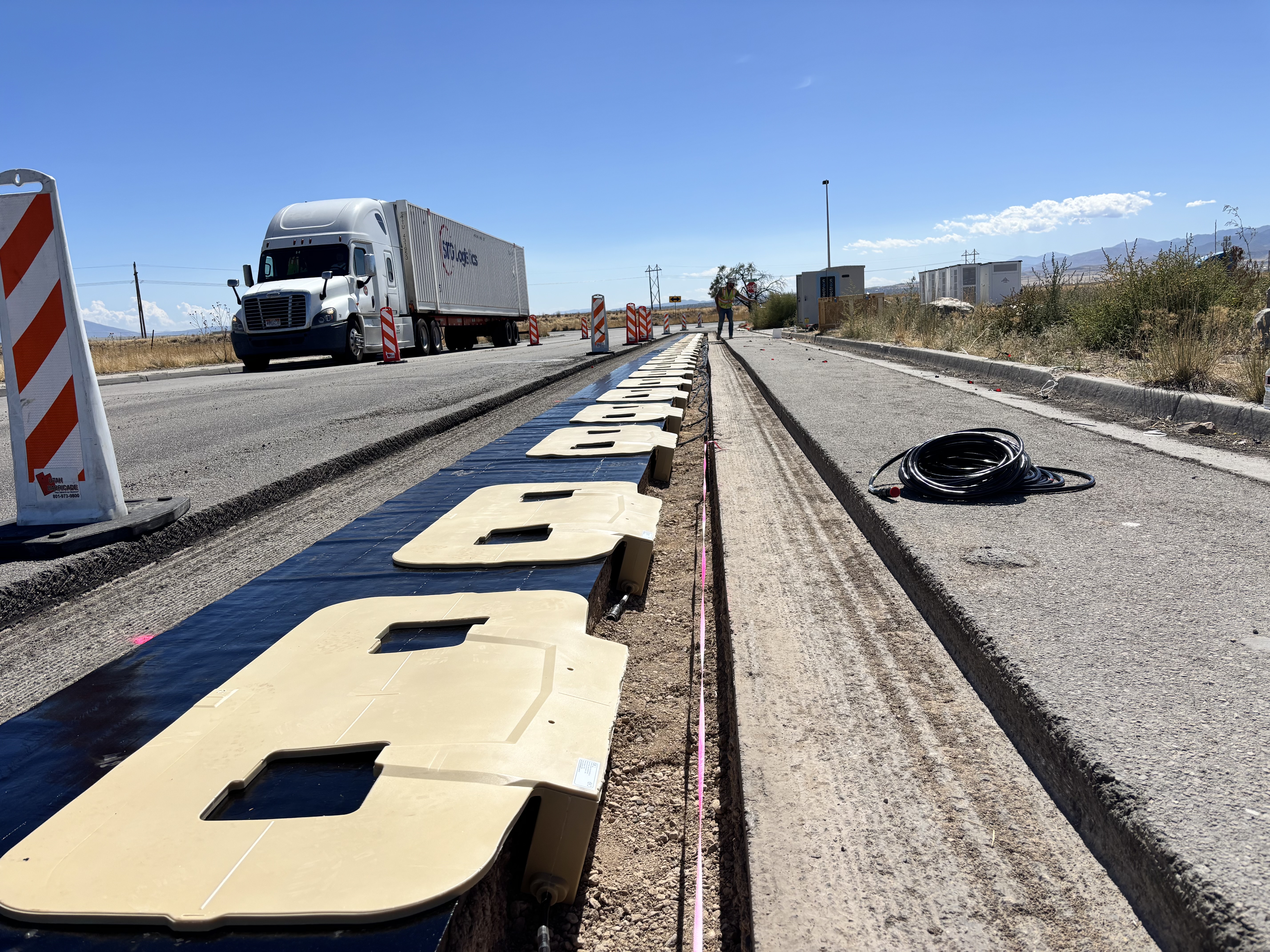 Truck Next to DWPT Charging Installation