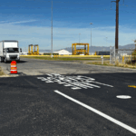 Electrified Class 6 Box Truck approaches the DWPT EV charging lane at the Utah Inland Port.