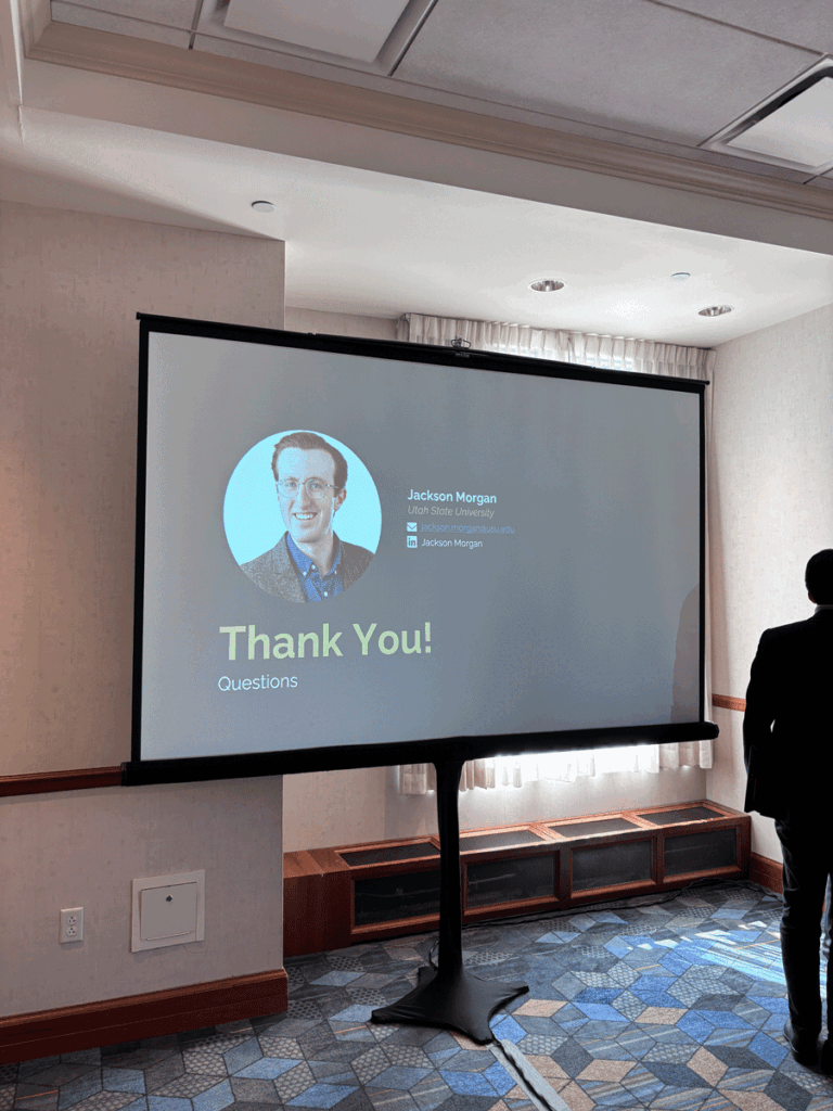 Slideshow presentation with Jackson Morgan's picture and contact information at the 2025 NAPS conference.