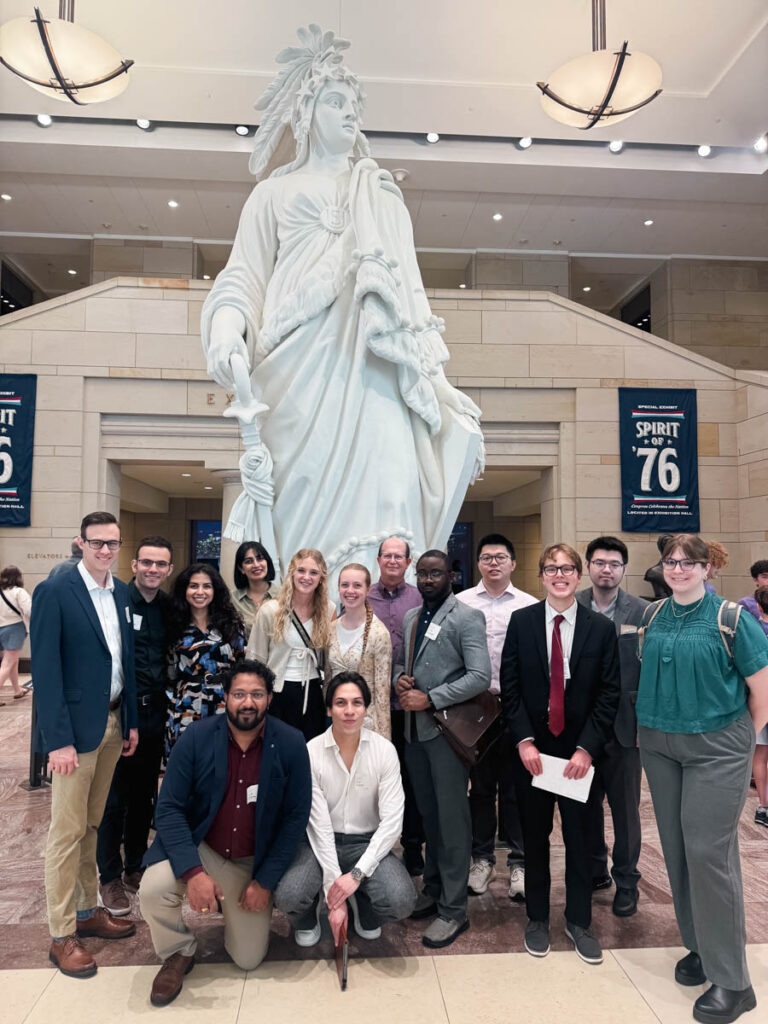 ASPIRE Student Cohort trip pose for a group photo after touring the US Capital building.